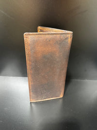 Thumbnail for Jack Bull Honey Brown Leather Checkbook Wallet