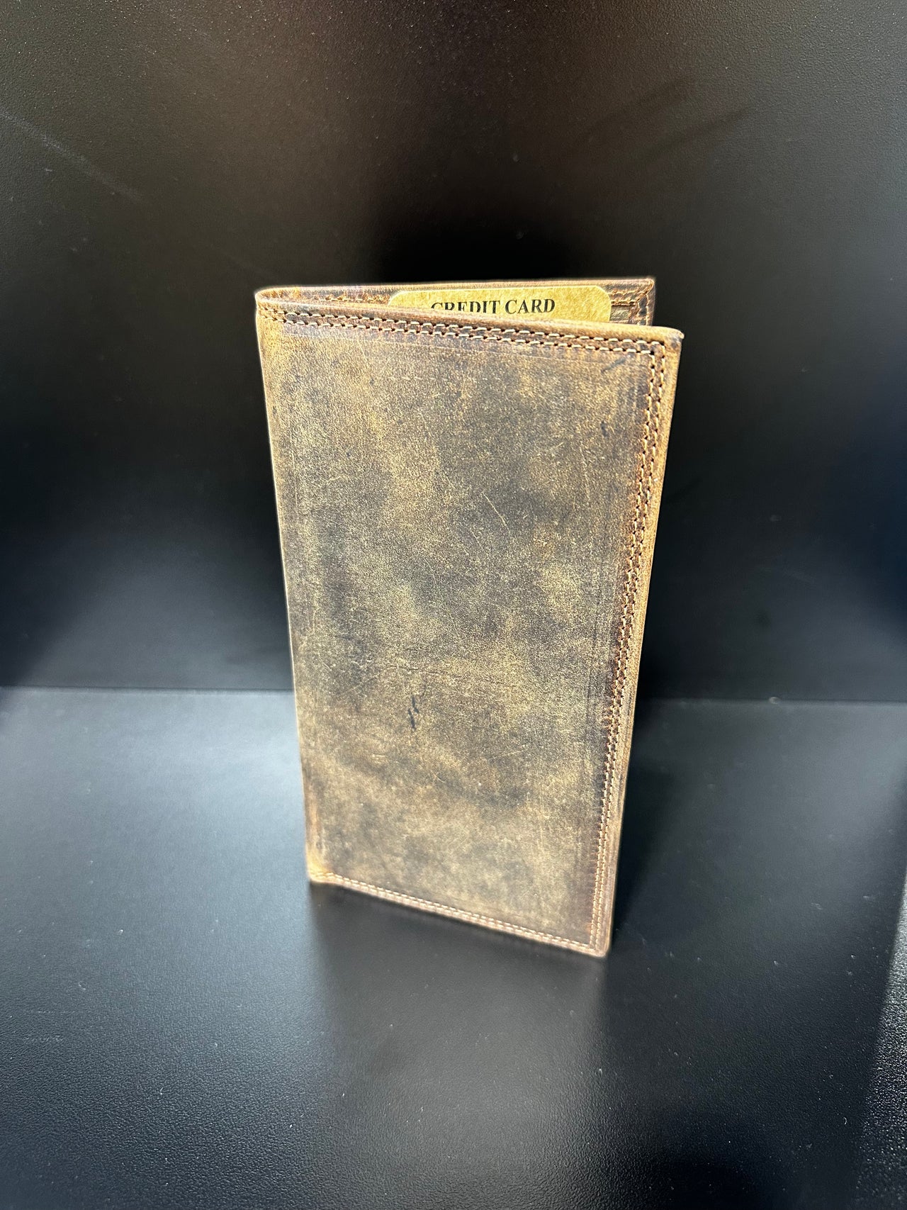 Jack Bull Brown Leather Slim Checkbook Wallet