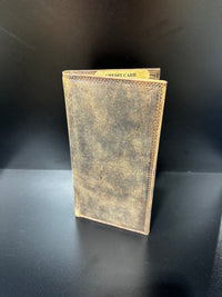 Thumbnail for Jack Bull Brown Leather Slim Checkbook Wallet