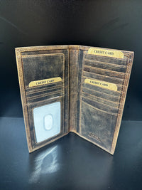 Thumbnail for Jack Bull Brown Leather Slim Checkbook Wallet