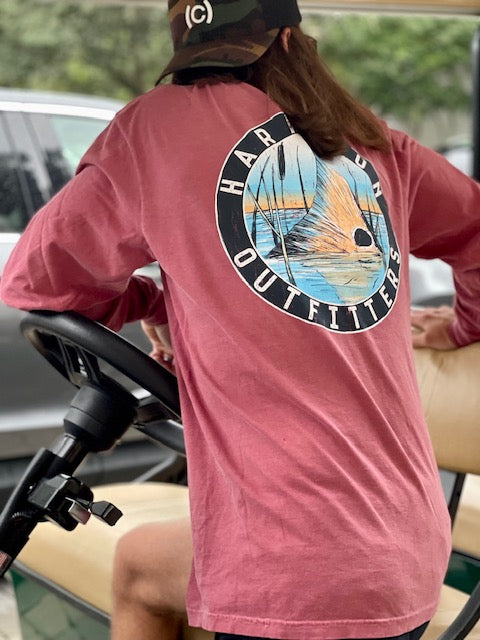 Red Fish Fin LS Tee