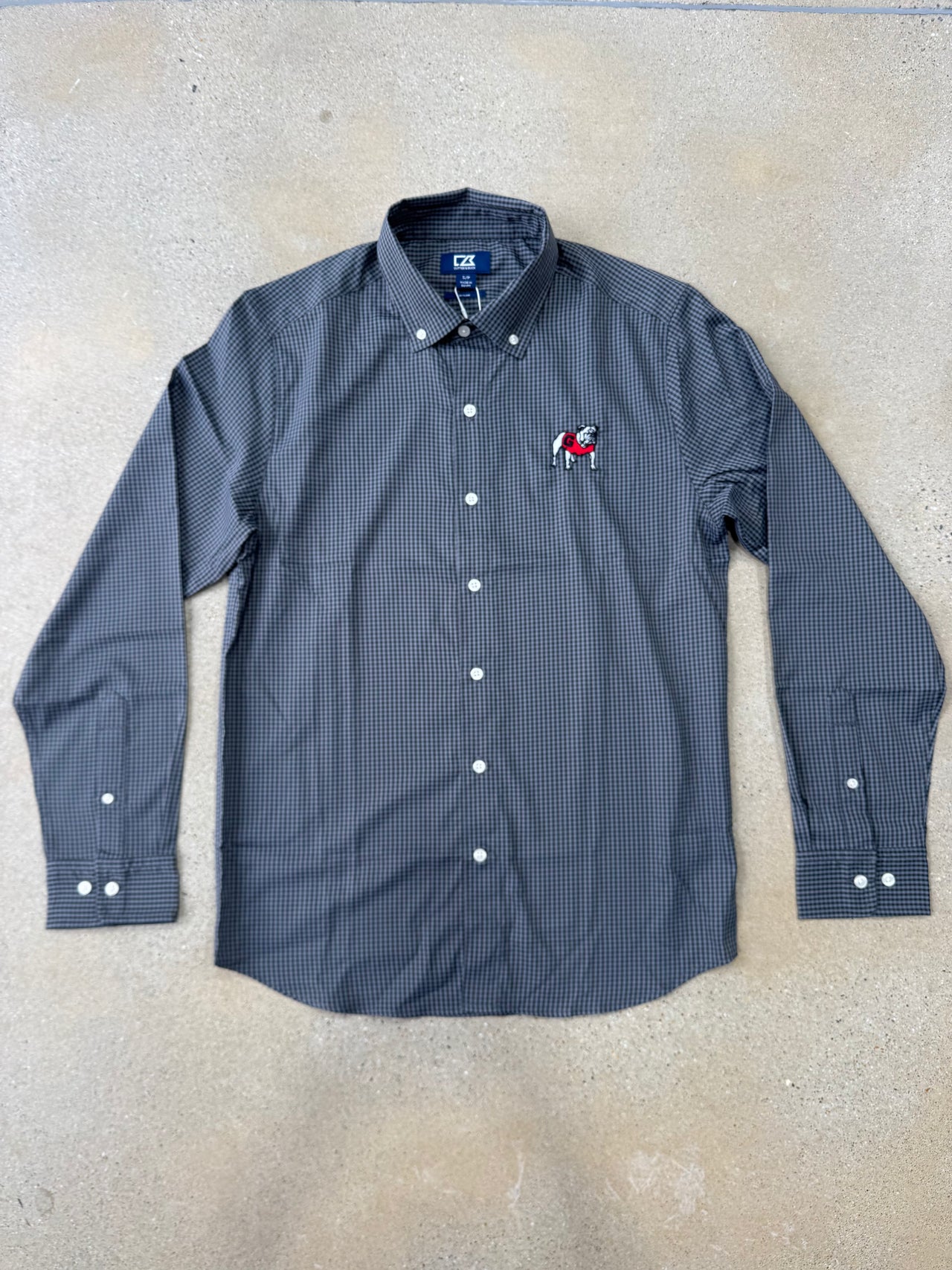 Georgia Bulldogs Cutter & Buck Skyline Eco Gingham Button Down Shirt - Black/Grey