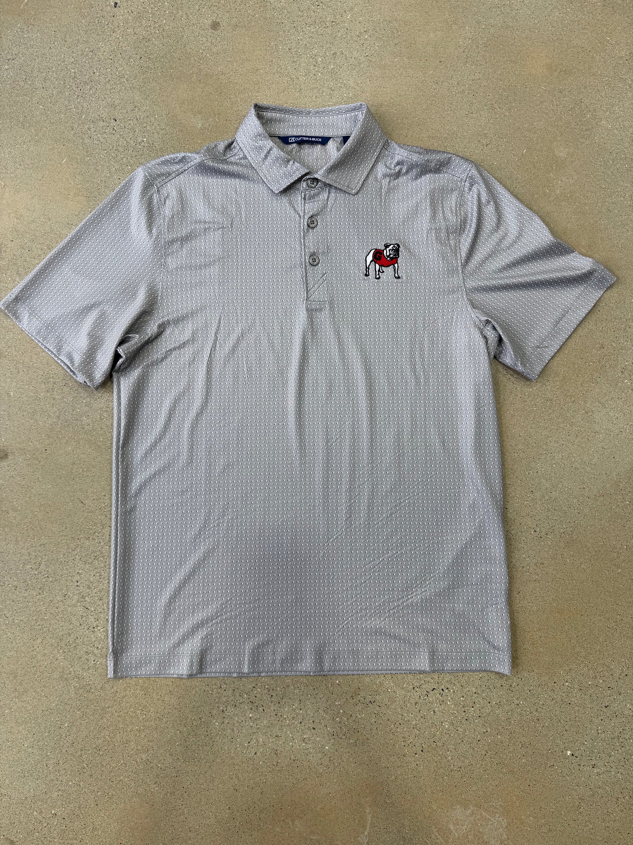 Georgia Bulldogs Cutter & Buck Pike Eco Shadow Check Print Polo - Grey