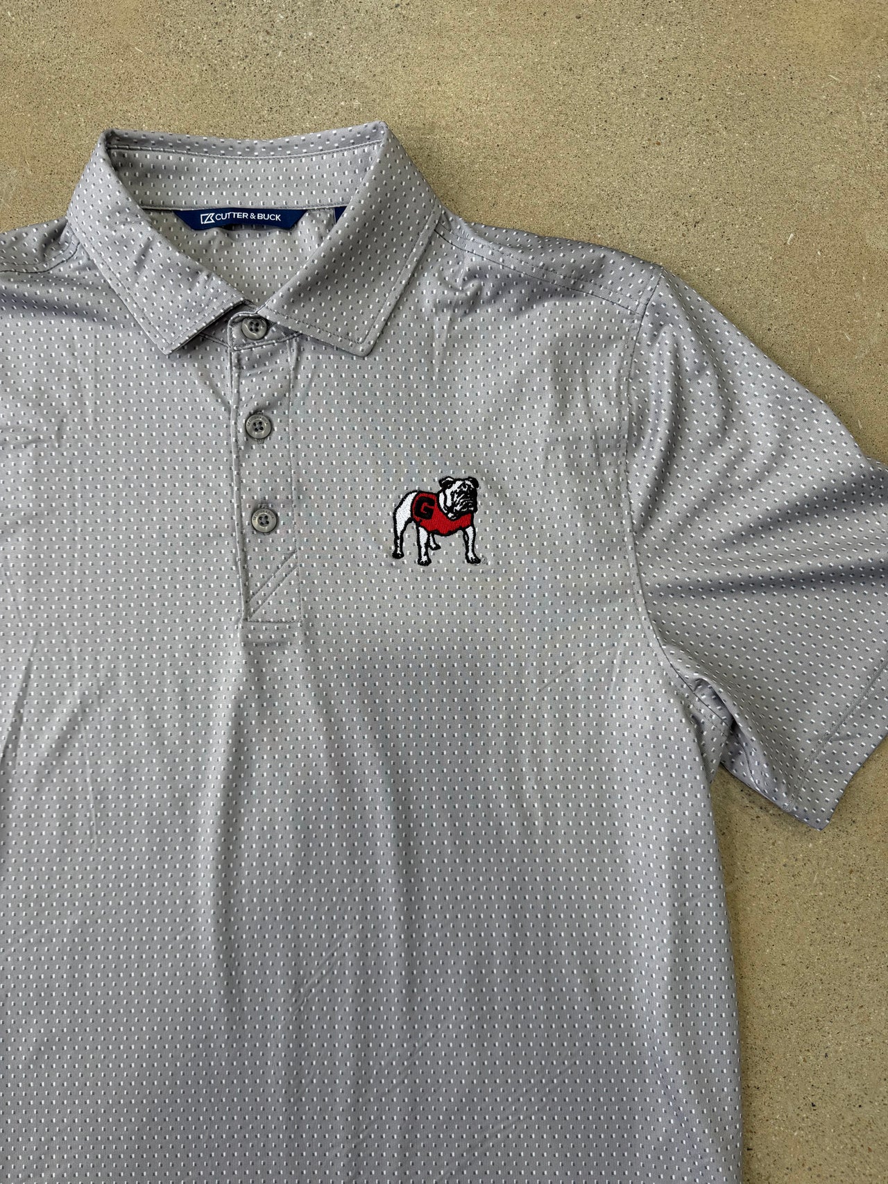 Georgia Bulldogs Cutter & Buck Pike Eco Shadow Check Print Polo - Grey