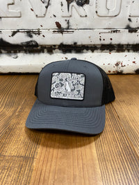 Thumbnail for Gray Camo Patch Trucker Cap - Charcoal/Black