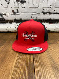 Thumbnail for Blue Collar Wrench Flatbill Cap - Red/Black