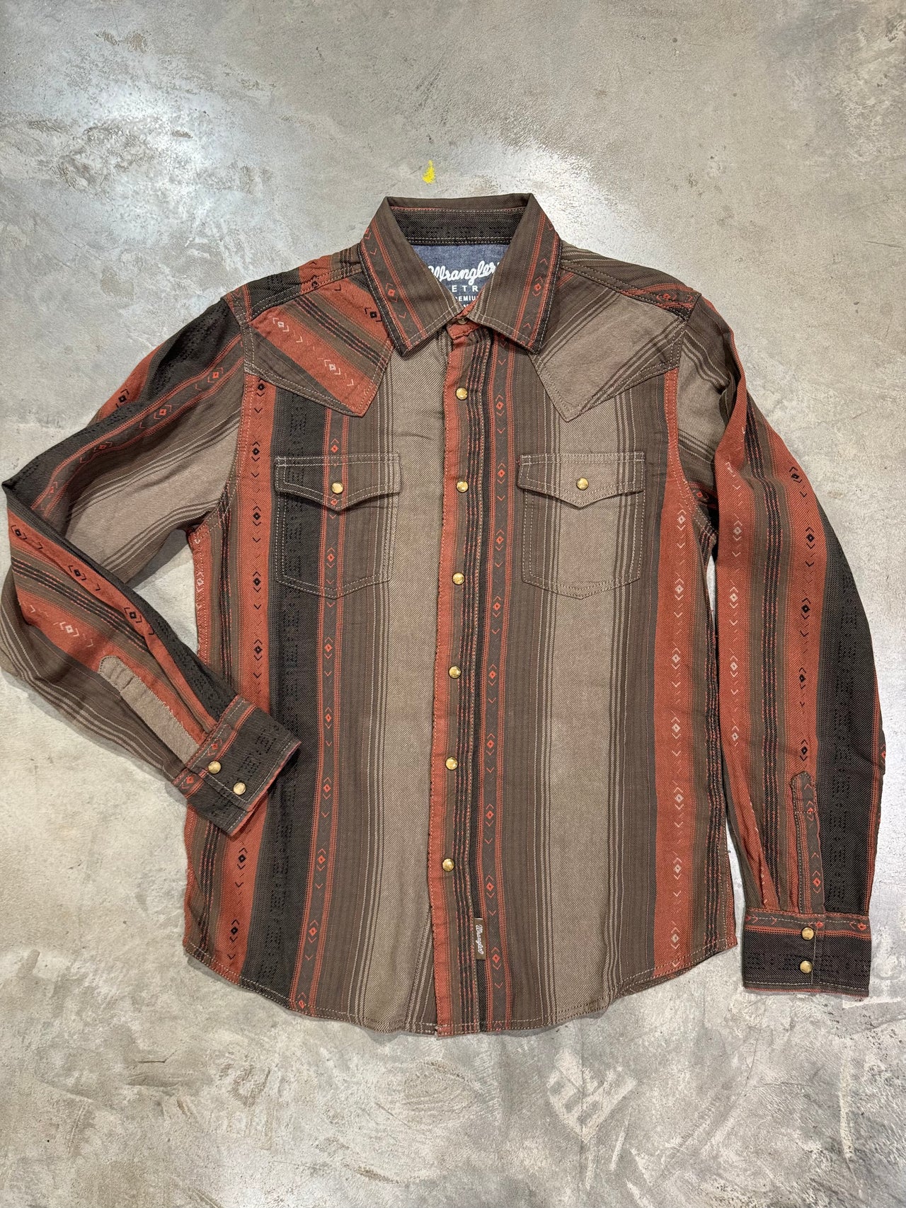 Retro Rodeo LS Pearl Snap - Brown/Washed Orange