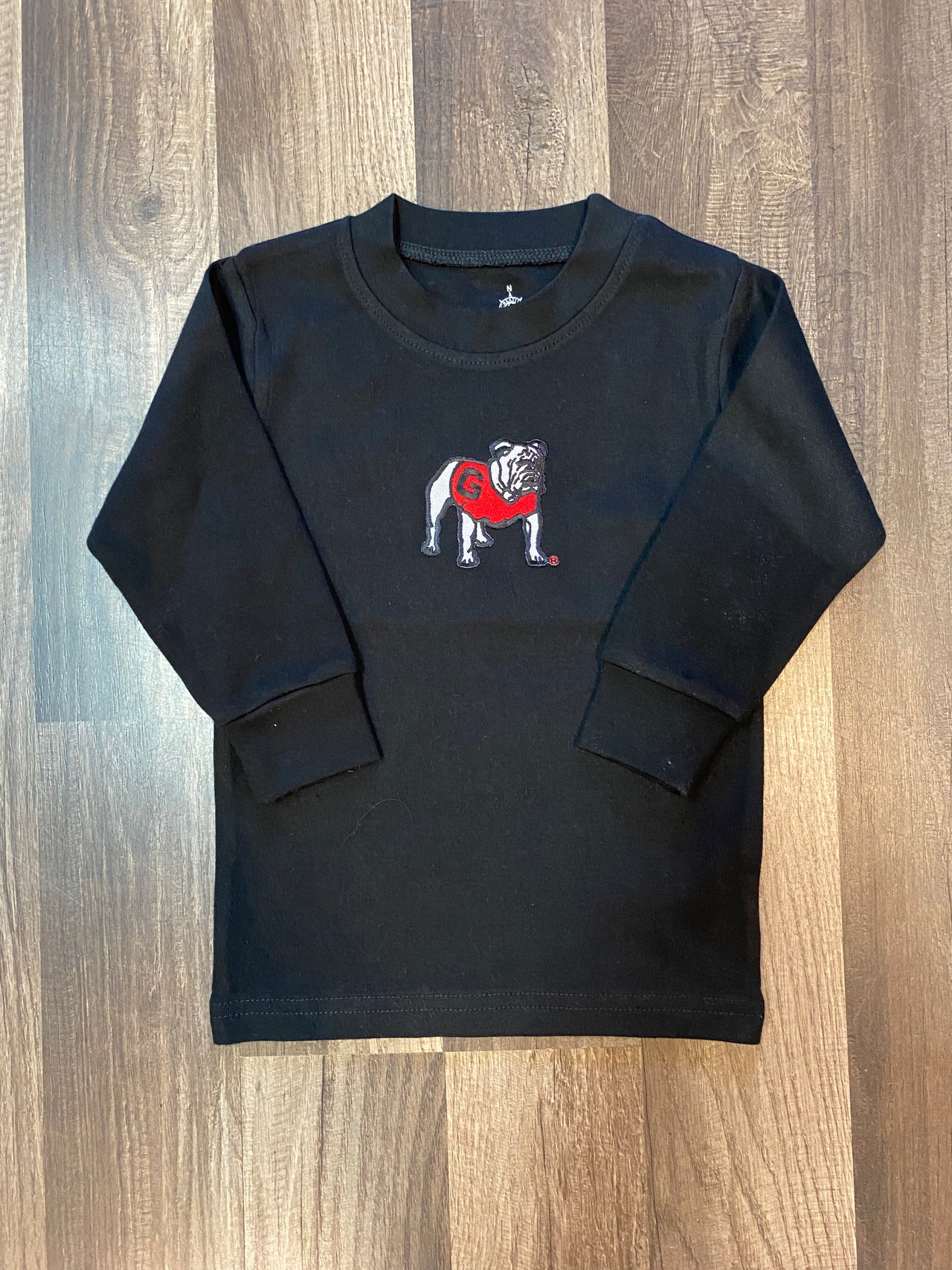 Toddler. Long Sleeve Tee. Black. UGA Standing Dog Logo