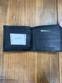 Thumbnail for Kids youth bifold black genuine leather wallet. 