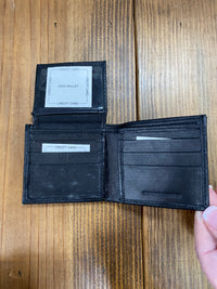 Thumbnail for Kids youth bifold black genuine leather wallet.