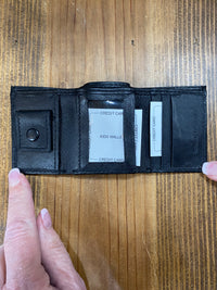 Thumbnail for kids youth black genuine leather trifold wallet
