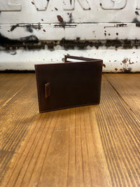 Thumbnail for Brown genuine Leather Bi-Fold Money Clip Wallet