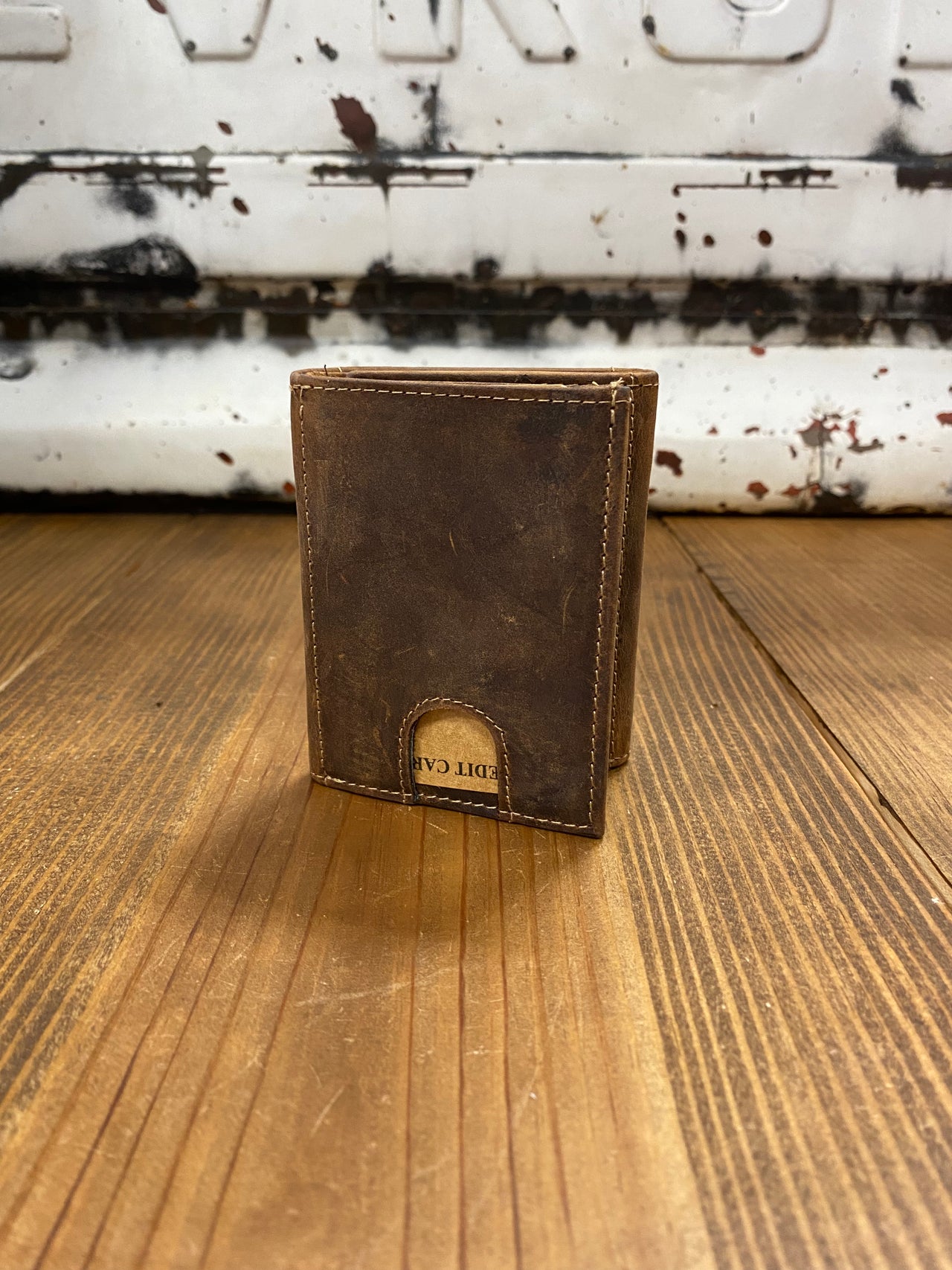 Small Brown Leather Front Pocket Trifold Wallet