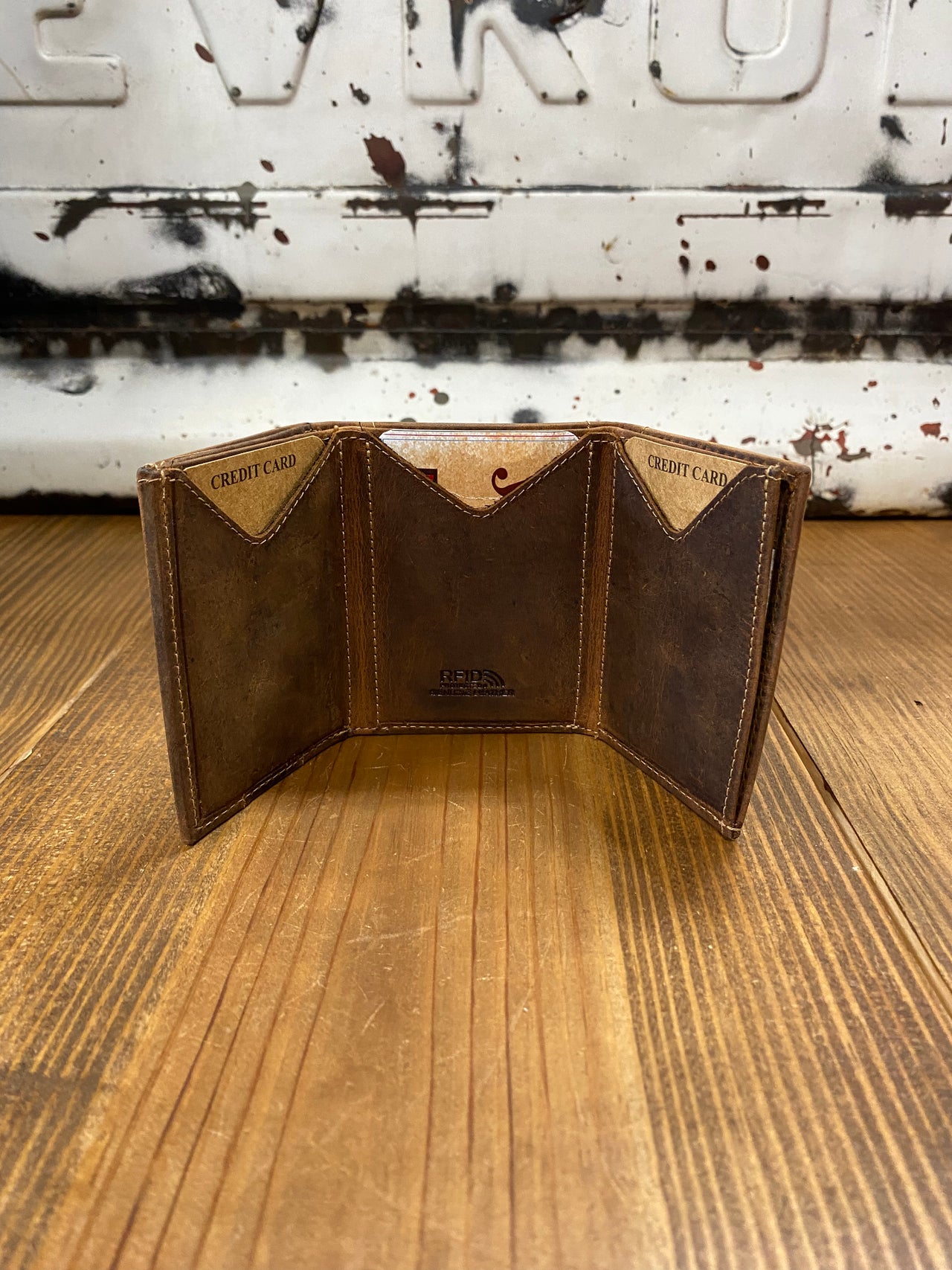 Small Brown Leather Front Pocket Trifold Wallet