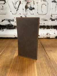 Thumbnail for Dark Brown Leather Checkbook Wallet