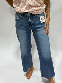 Thumbnail for Risen Tummy Control High-Rise Crop Wide-Leg Jeans – Medium Wash