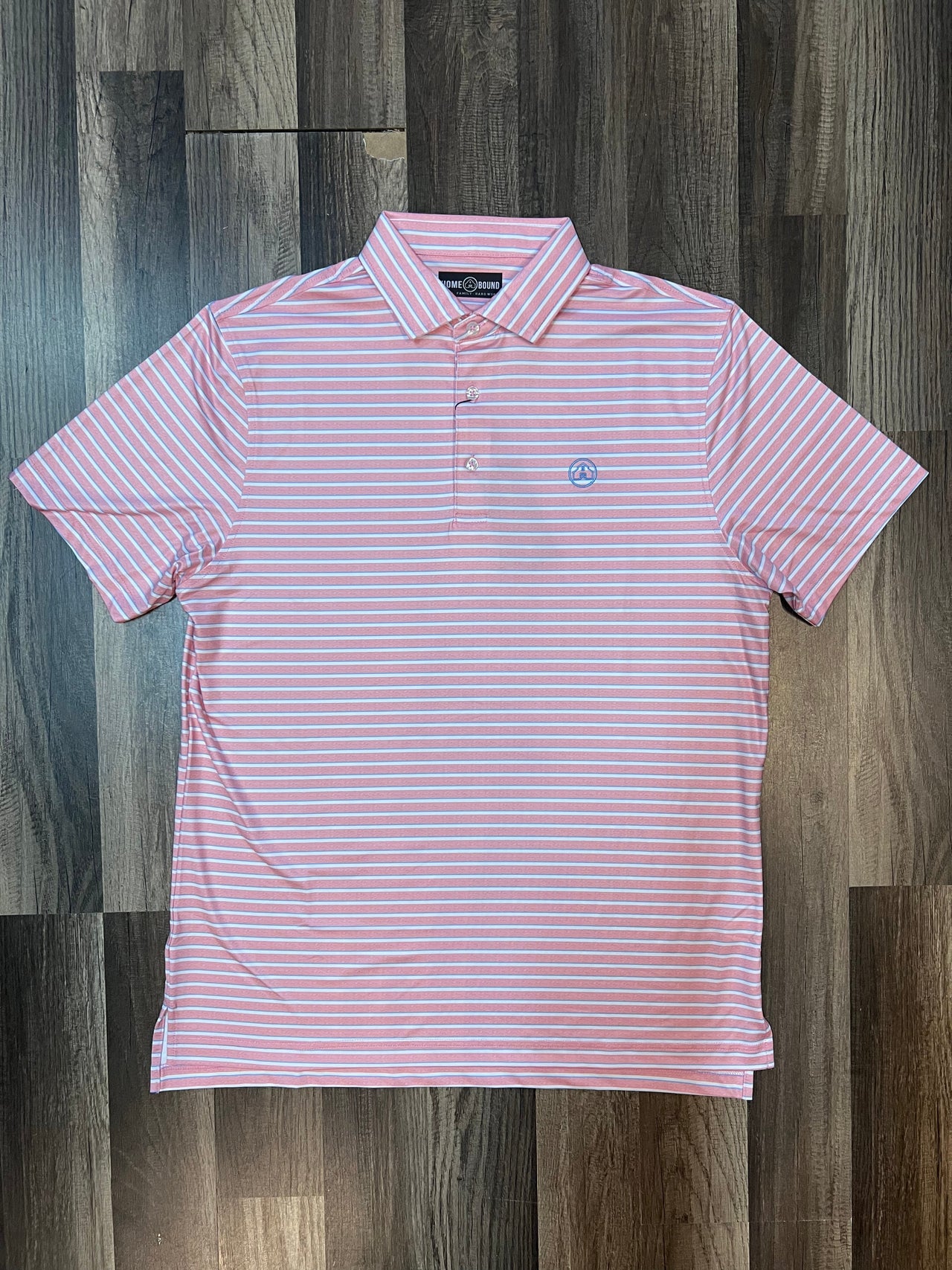 Youth - Home Bound Thick Pink Stripe Performance Polo