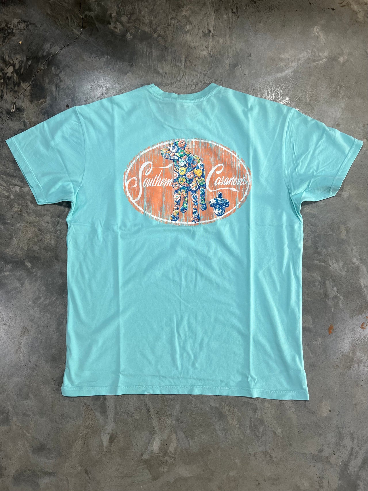 Southern Casanova Bottle Cap Logo Short Sleeve T-shirt - Turquoise Blue