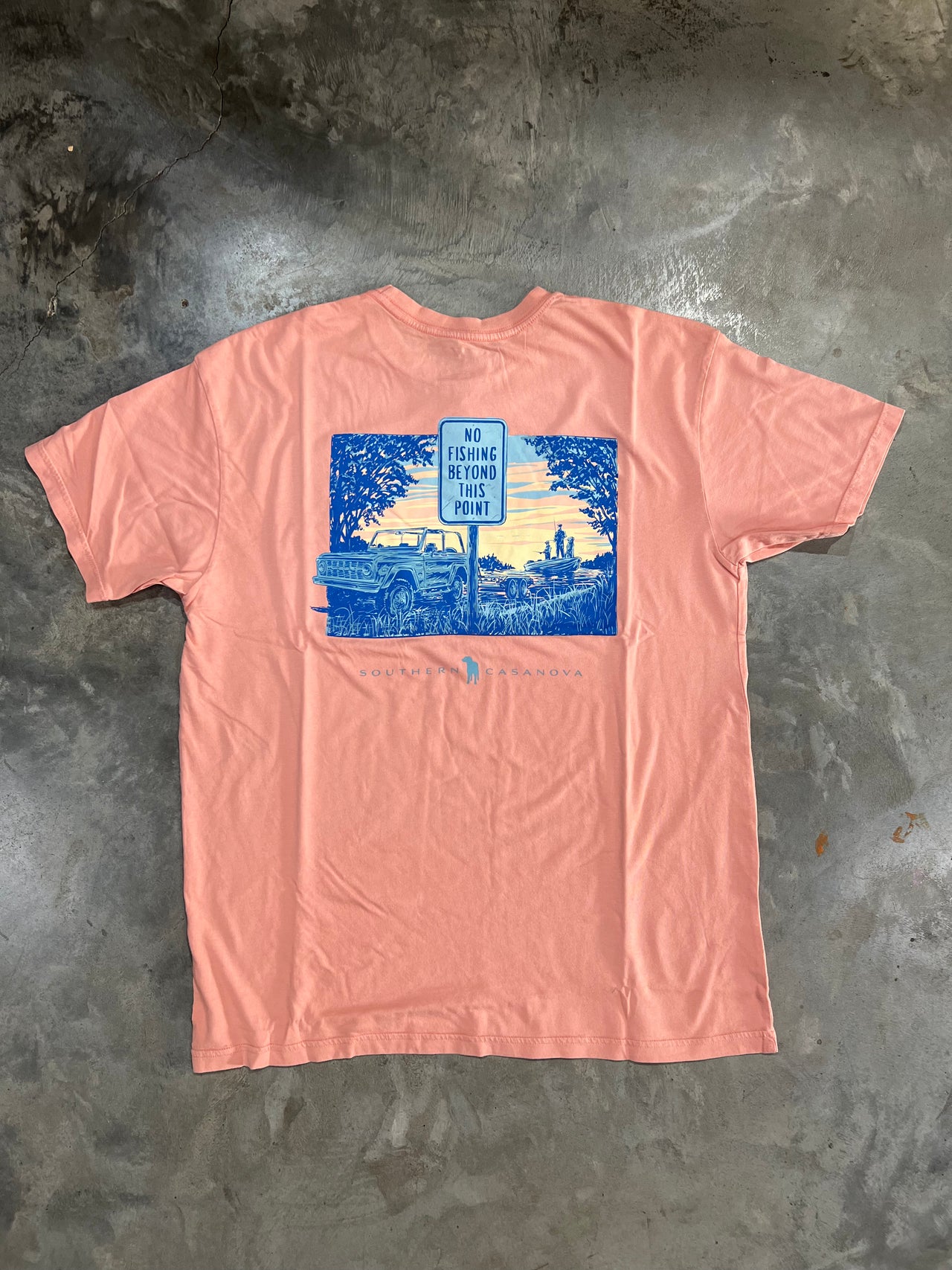No Fishing Beyond This Point Short Sleeve T-shirt - Salmon