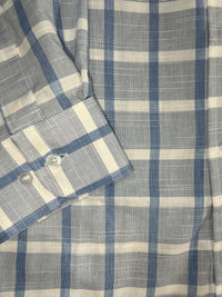Thumbnail for Chalky Blue Check Button Down Dress Shirt
