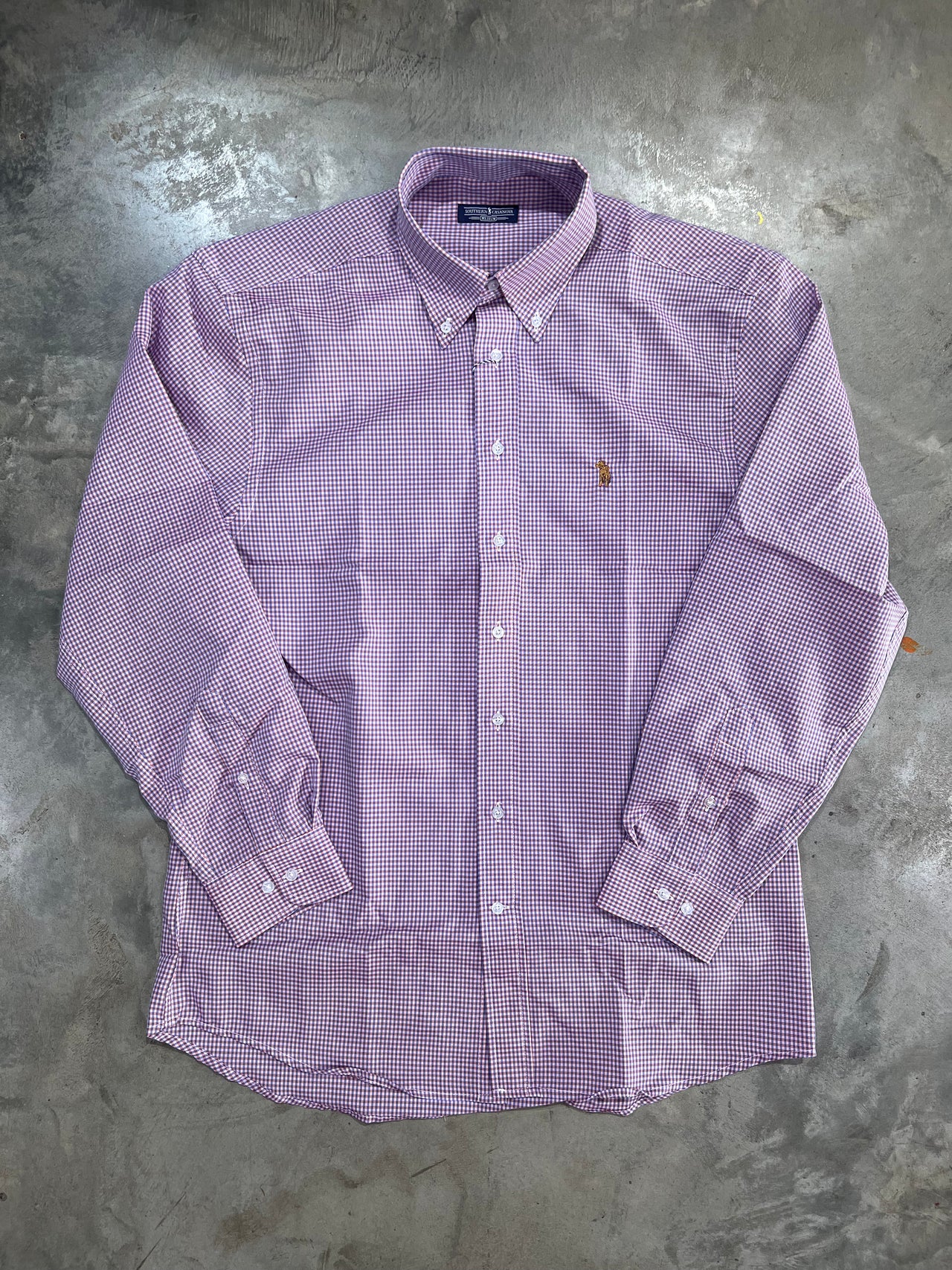 Fresh Lavender Gingham Long Sleeve Button Down Dress Shirt