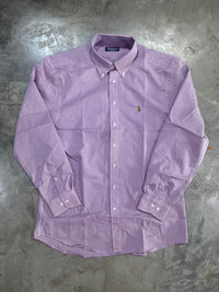 Thumbnail for Fresh Lavender Gingham Long Sleeve Button Down Dress Shirt
