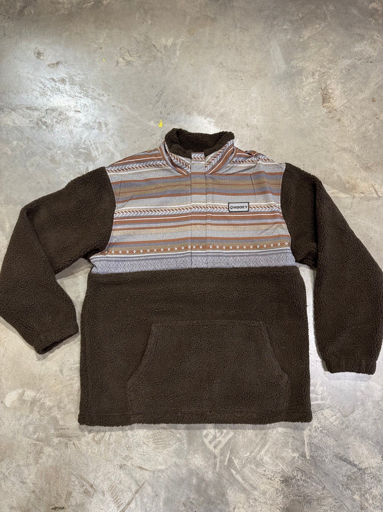 Hooey Sherpa Fleece Pullover - Brown/Aztec