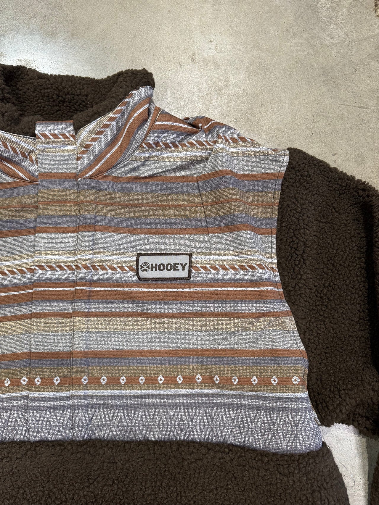 Hooey Sherpa Fleece Pullover - Brown/Aztec