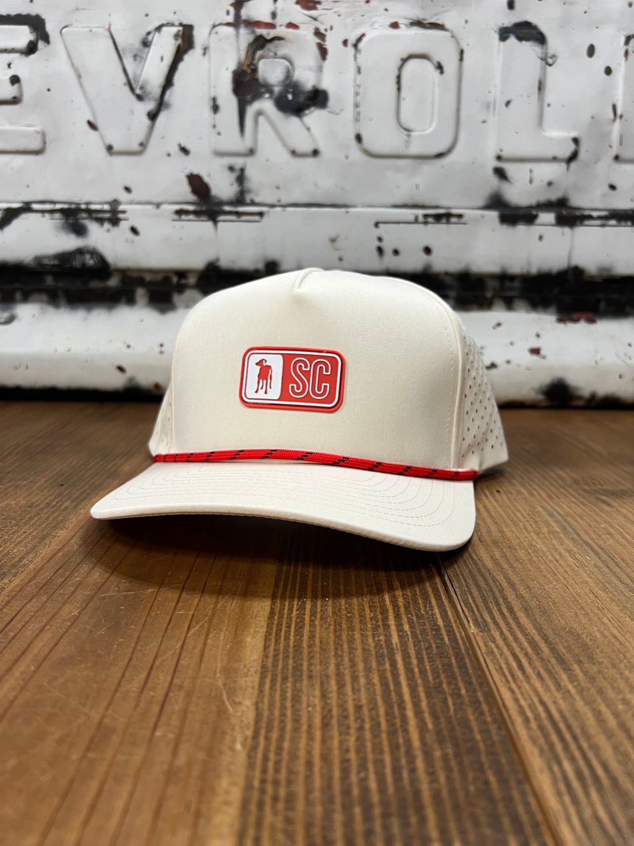 SC Baja Beige Performance Cap with Red Rope
