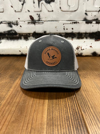 Thumbnail for Home Bound Flying Duck Leather Patch Cap - Waxed Blue Jean/Grey