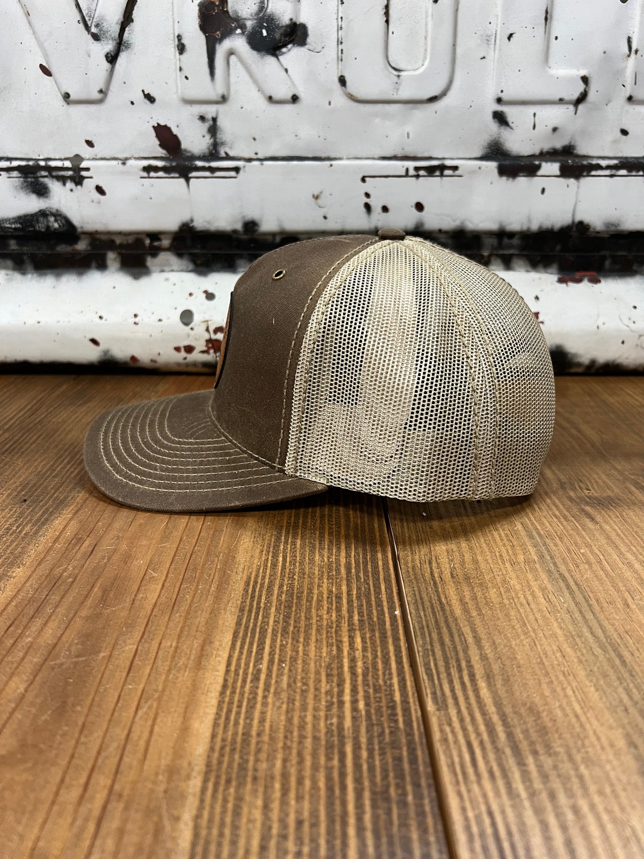 Home Bound Flying Duck Leather Patch Cap - Waxed Buck/Khaki