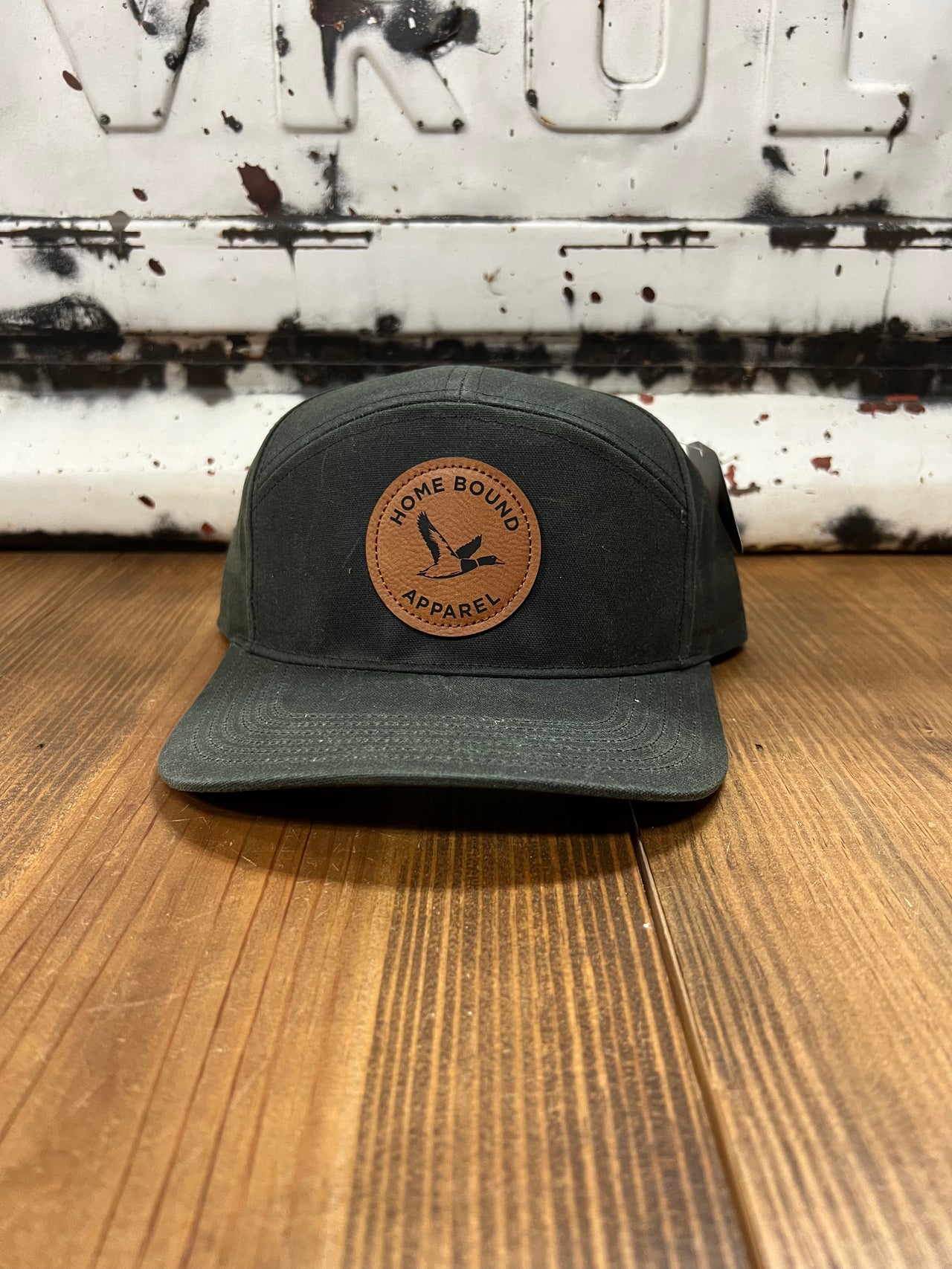 Home Bound Flying Duck Leather Patch Cap - Waxed Dark Olive