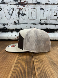 Thumbnail for Branded HB 7 Panel Cap - Brown with Khaki Mesh