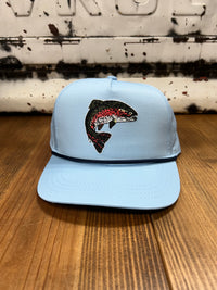 Thumbnail for Rainbow Trout 5 Panel Rope Performance Cap - Sky Blue