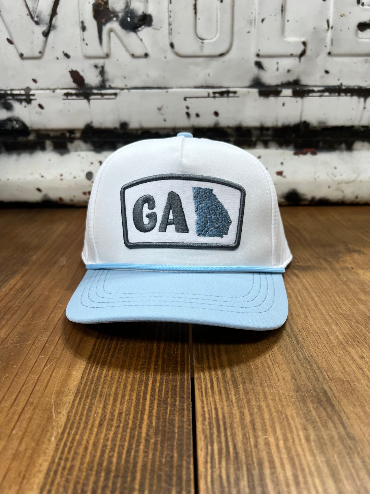 GA Lake State Patch 5 Panel Performance Cap with Rope - White
