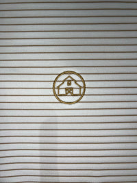 Thumbnail for Home Bound Thin Khaki Stripe White Performance Polo
