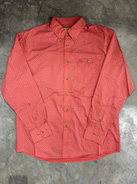 Thumbnail for Wrangler Diamond Printed Washed Red Classic LS Button Down