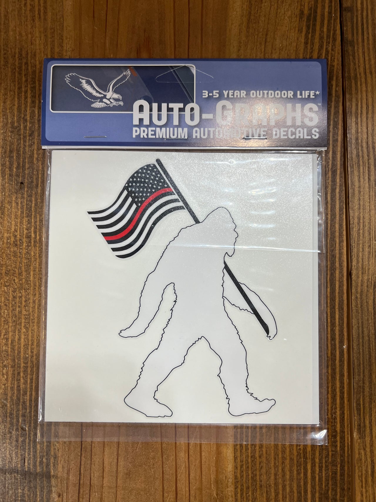 Bigfoot Carrying Red Line Flag Decal