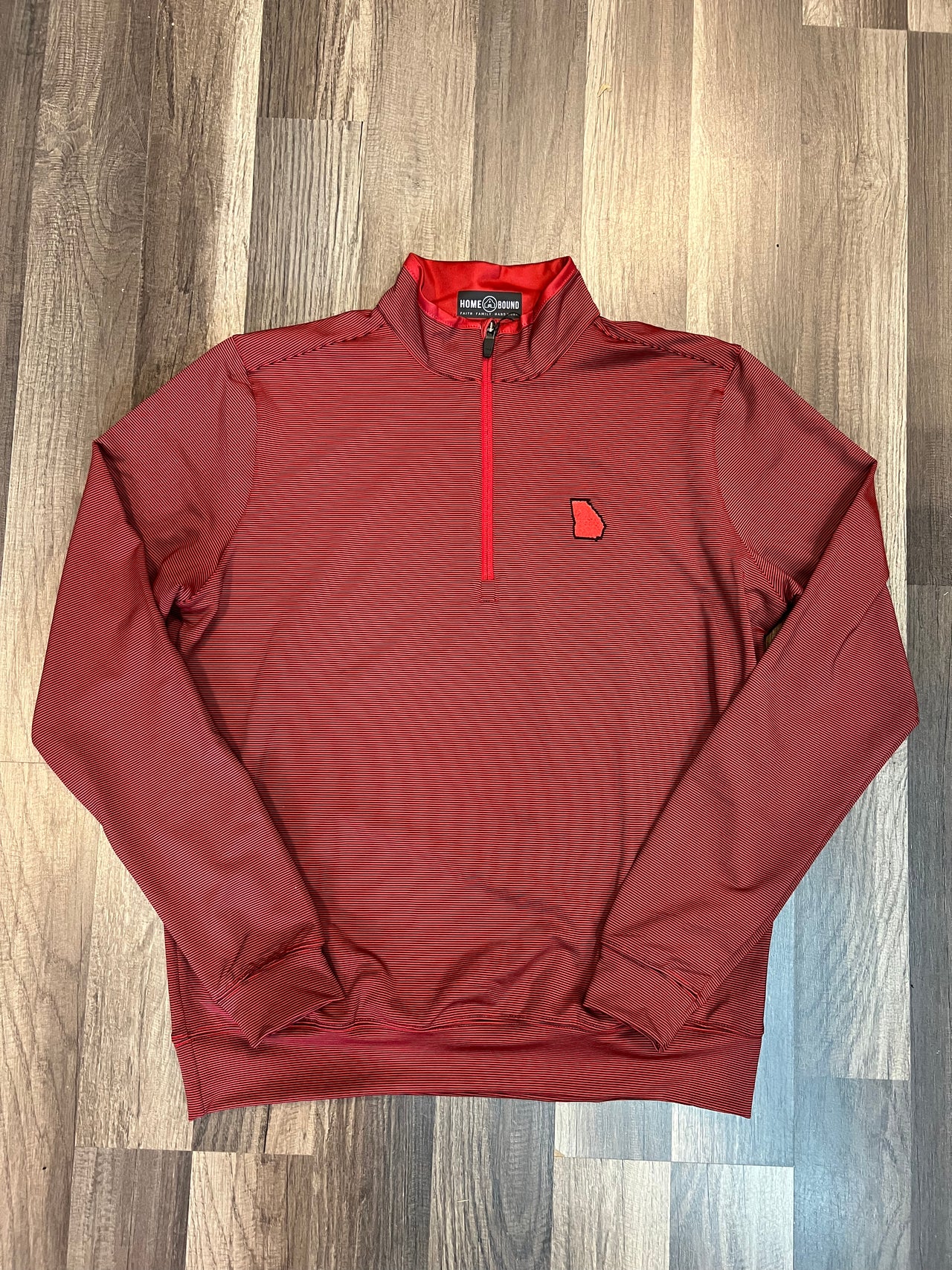 Home Bound Striped LS Performance Quarter Zip Pullover - Red/Black