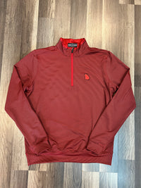 Thumbnail for Home Bound Striped LS Performance Quarter Zip Pullover - Red/Black