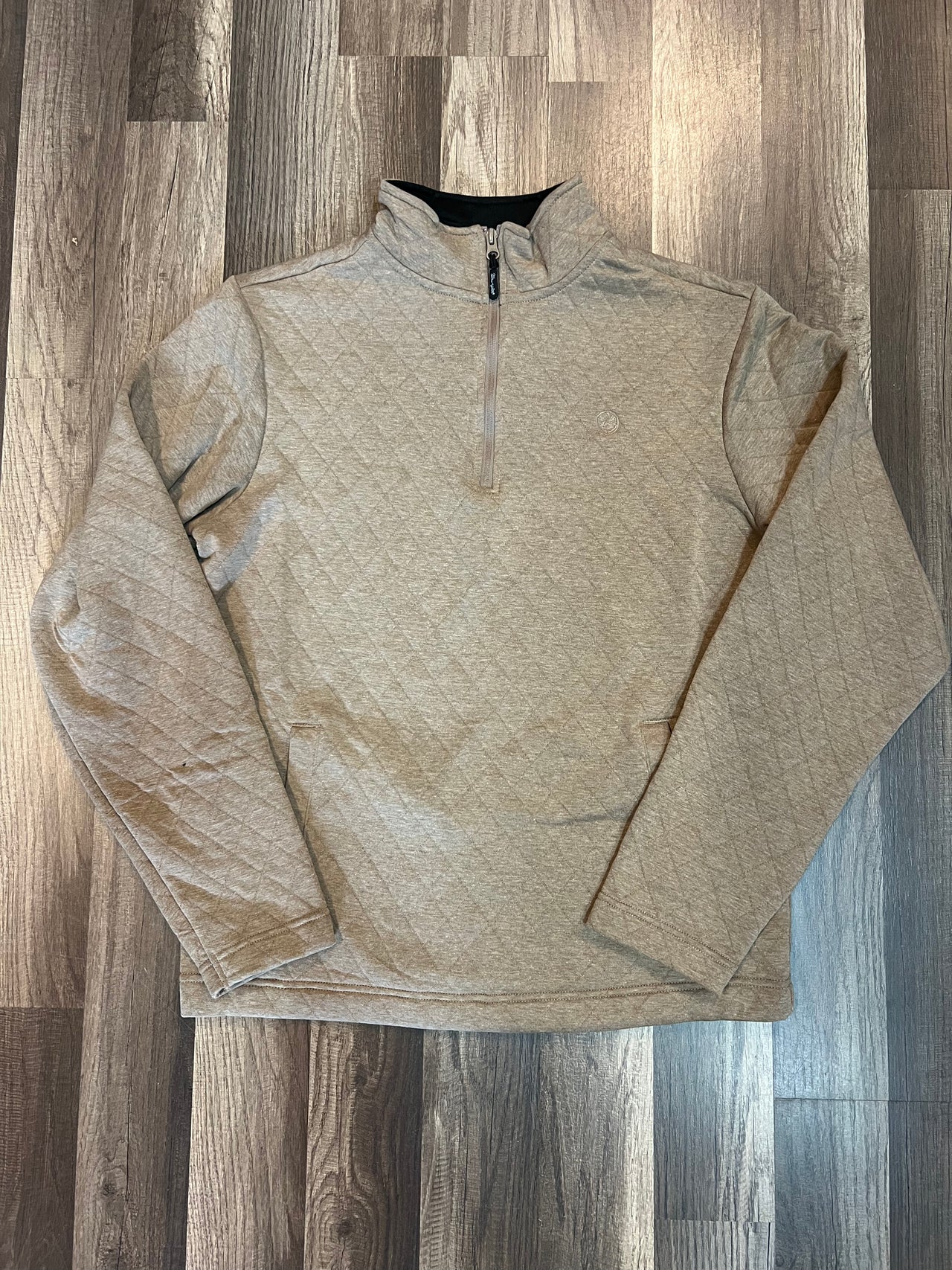 Men's Wrangler Khaki Quilted Quarter Zip Pullover