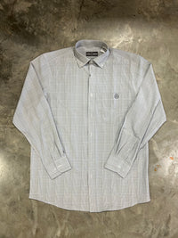 Thumbnail for Home Bound Grey Plaid Performance Button Up Shirt - Grey Plaid