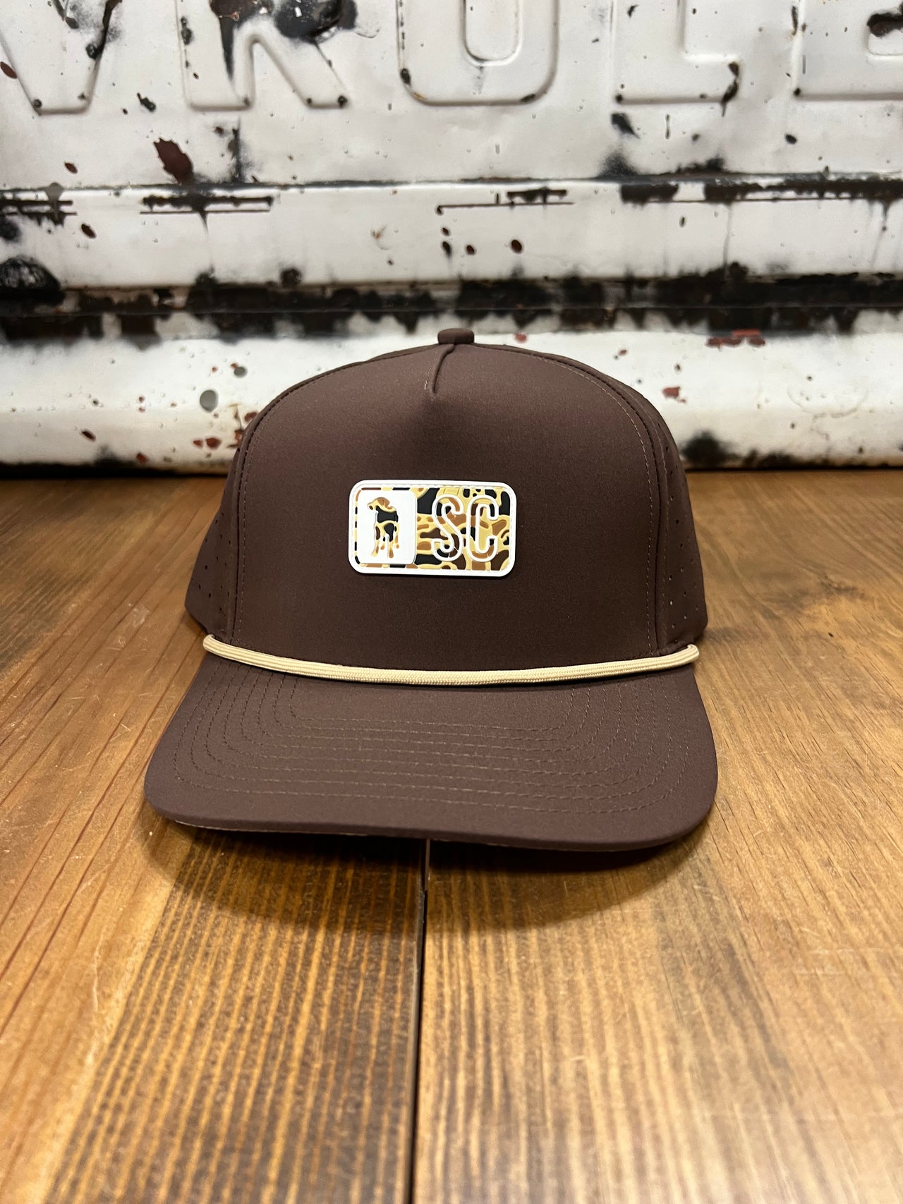 Southern Casanova Camo Rubber Patch Performance Rope Cap - Brown