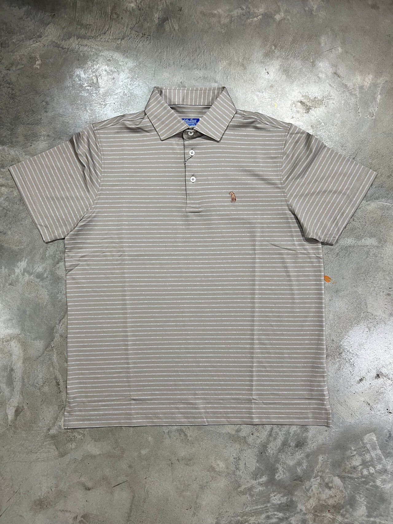 Southern Casanova Bourbon Blend Performance Striped Polo - Tan