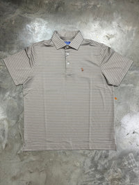 Thumbnail for Southern Casanova Bourbon Blend Performance Striped Polo - Tan