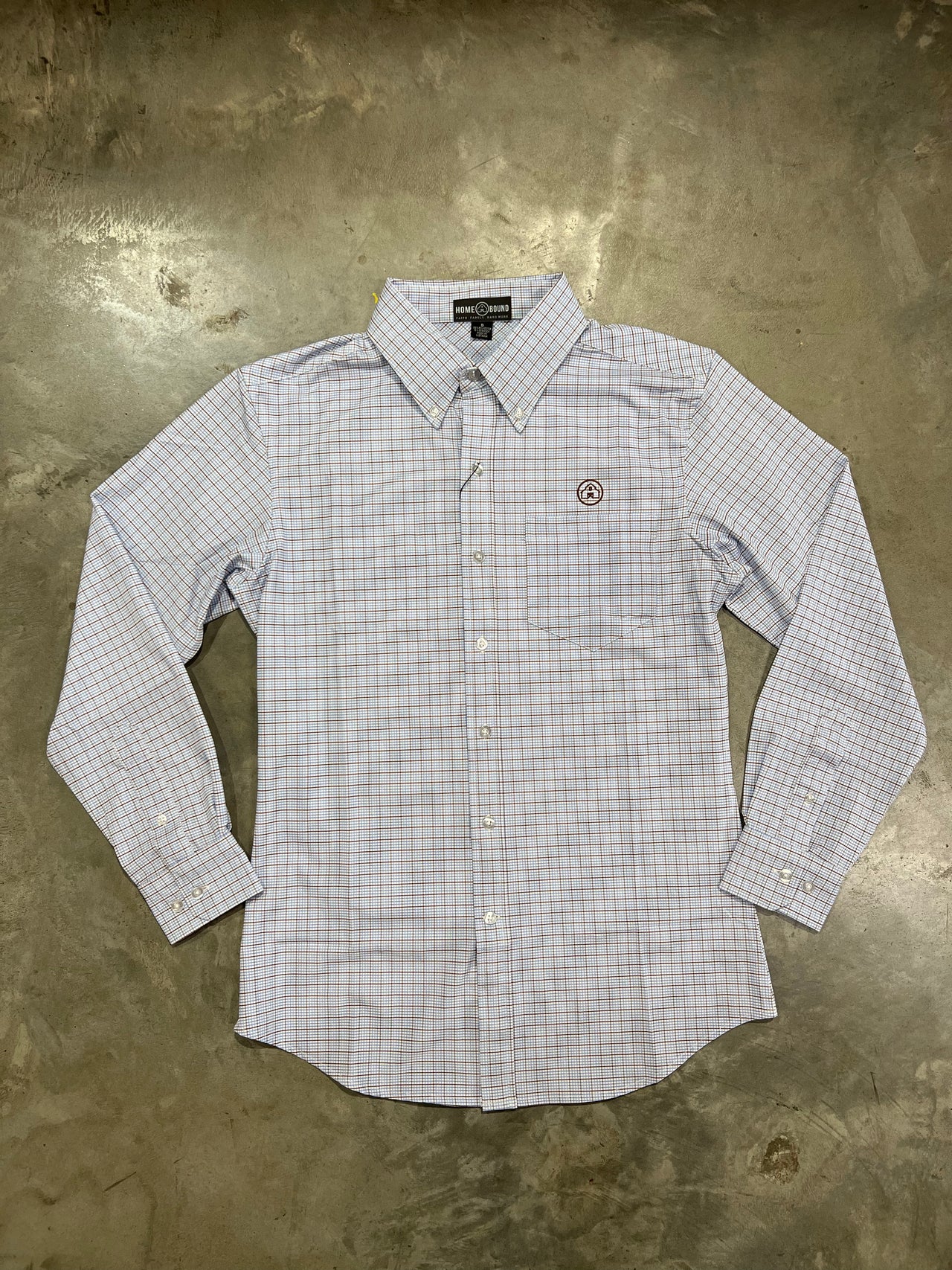 Home Bound Mini Check Performance Button Down - Blue/Brown