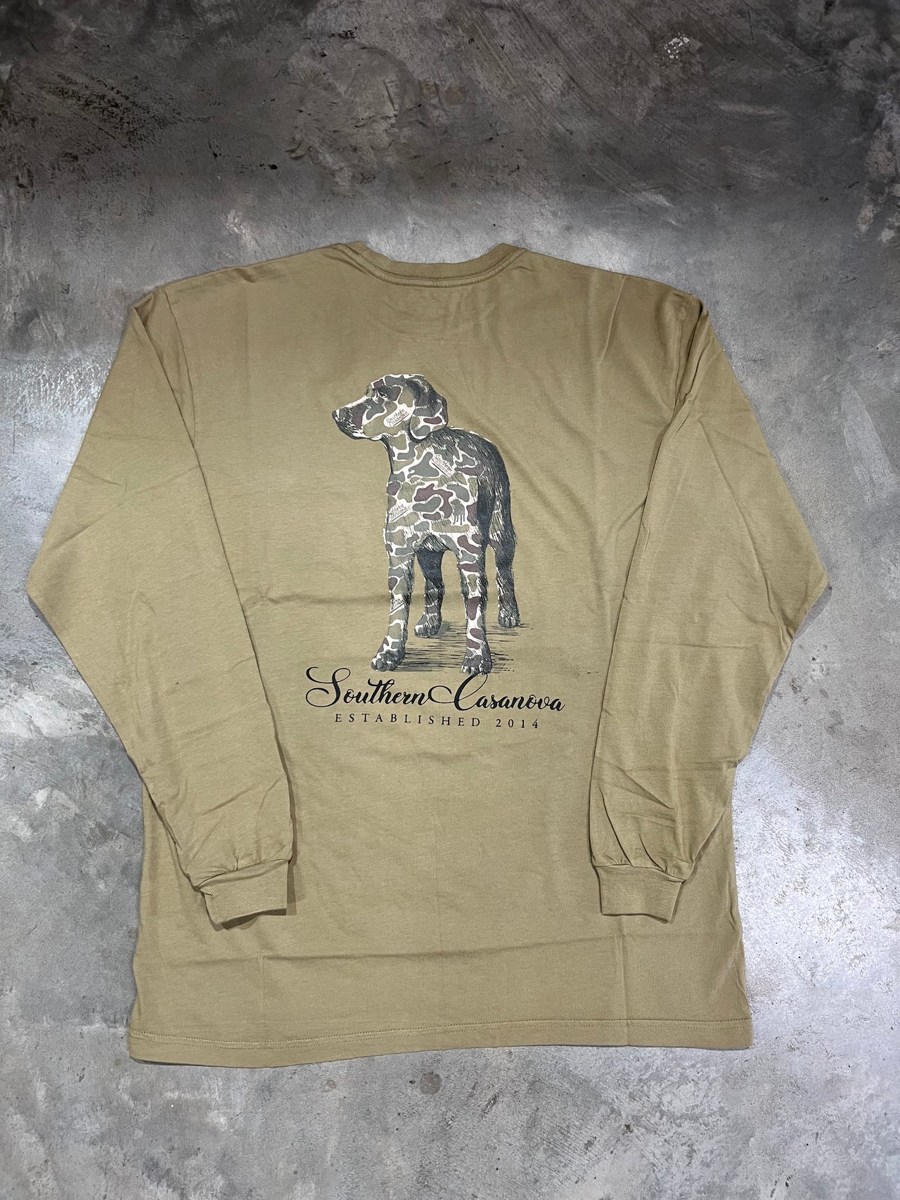 Southern Casanova Old Camo Dog LS Tee - Light Brown