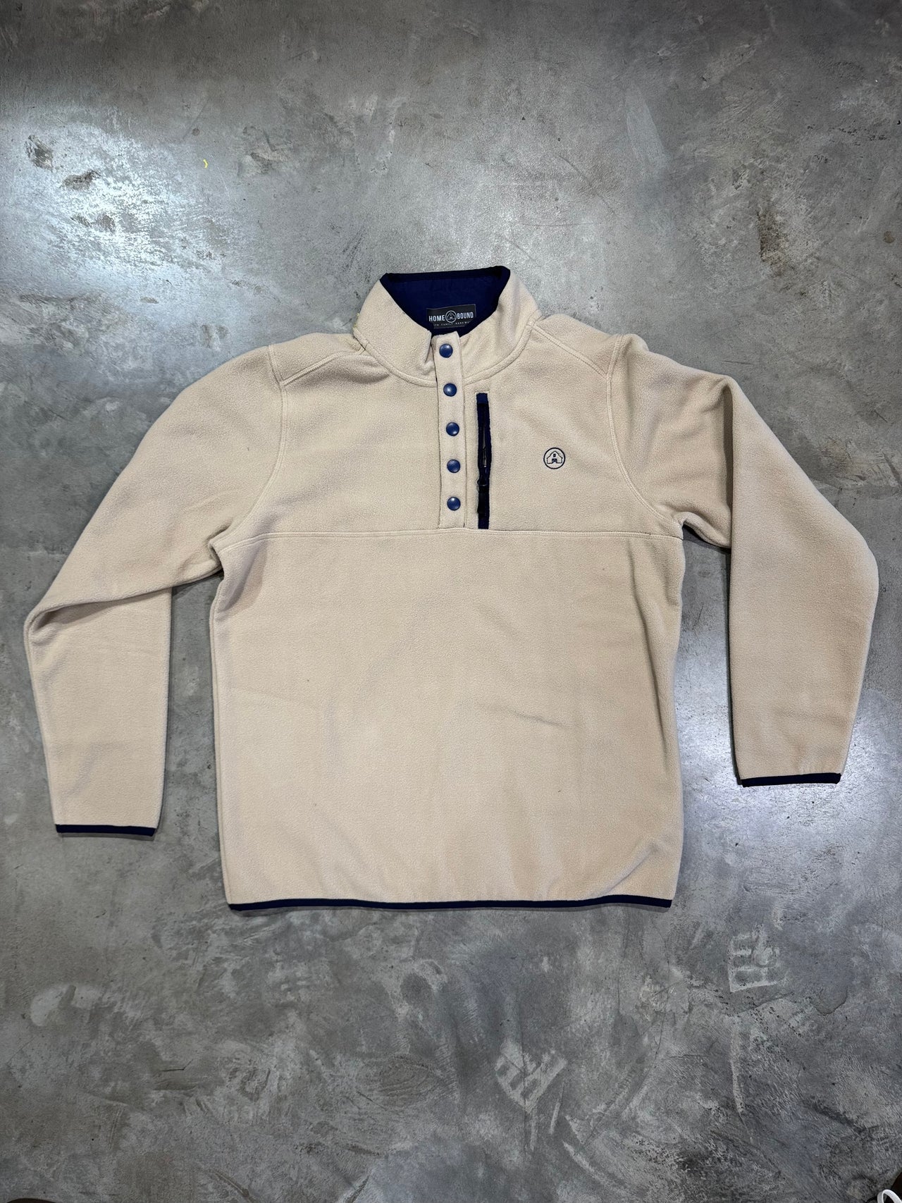 Home Bound Fleece Quarter Snap - Oatmeal/Navy