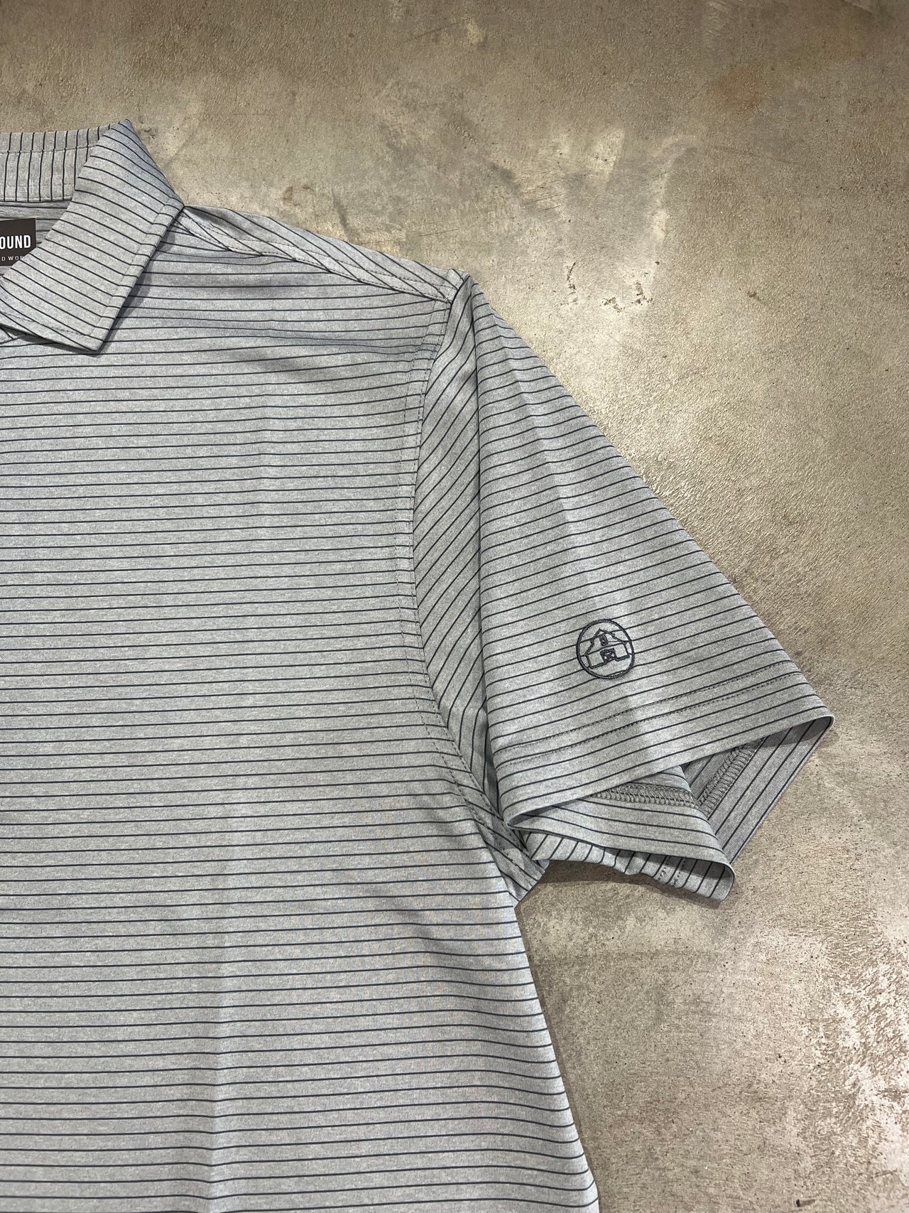 Home Bound Heather Grey Striped Polo