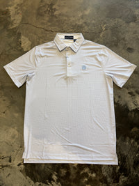 Thumbnail for Home Bound Fairway Microprint Performance Polo – White/Blue/Pink